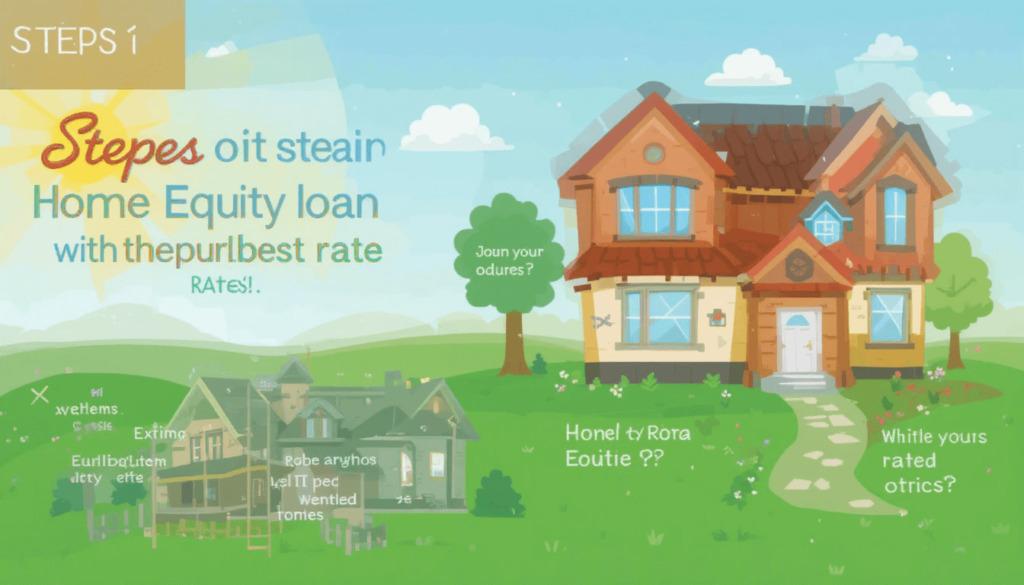 A graphic illustrating the steps to securing a home equity loan with the best rate.