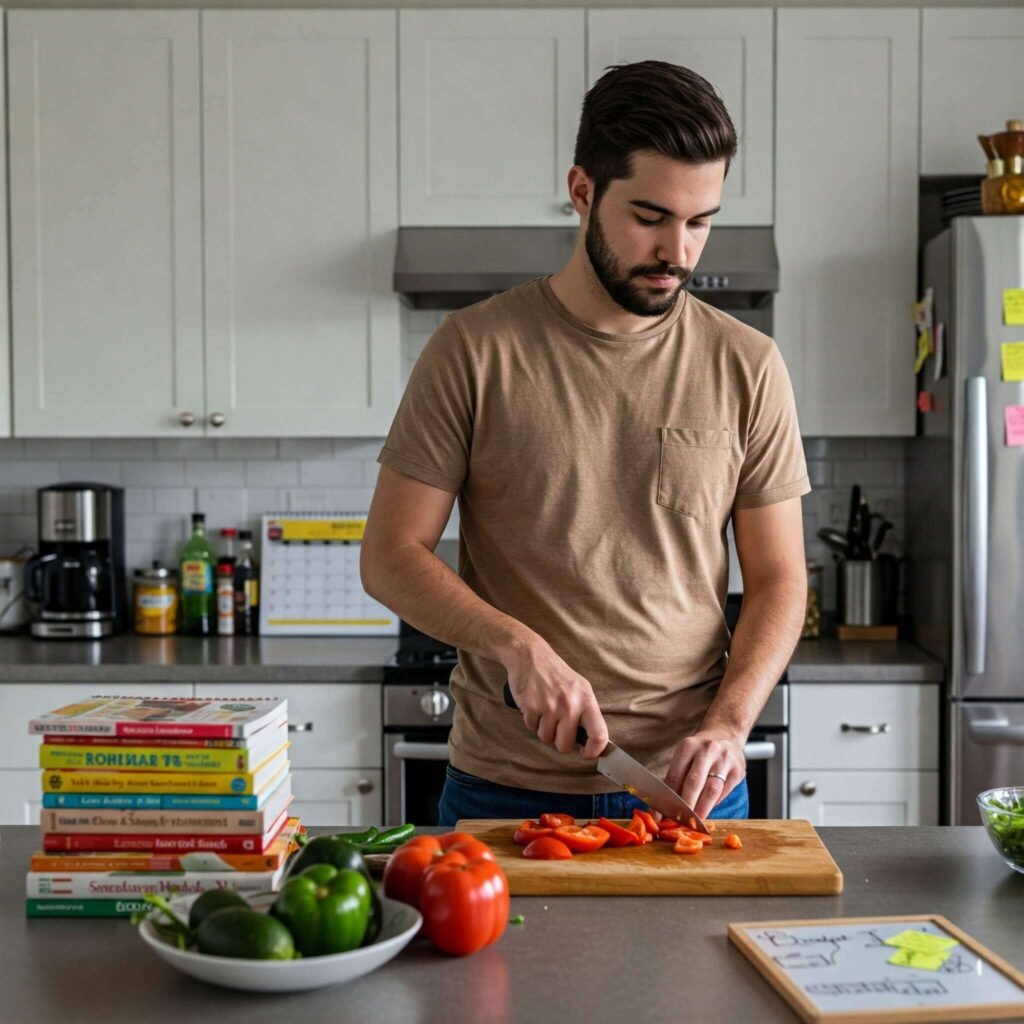 Person cooking at home.