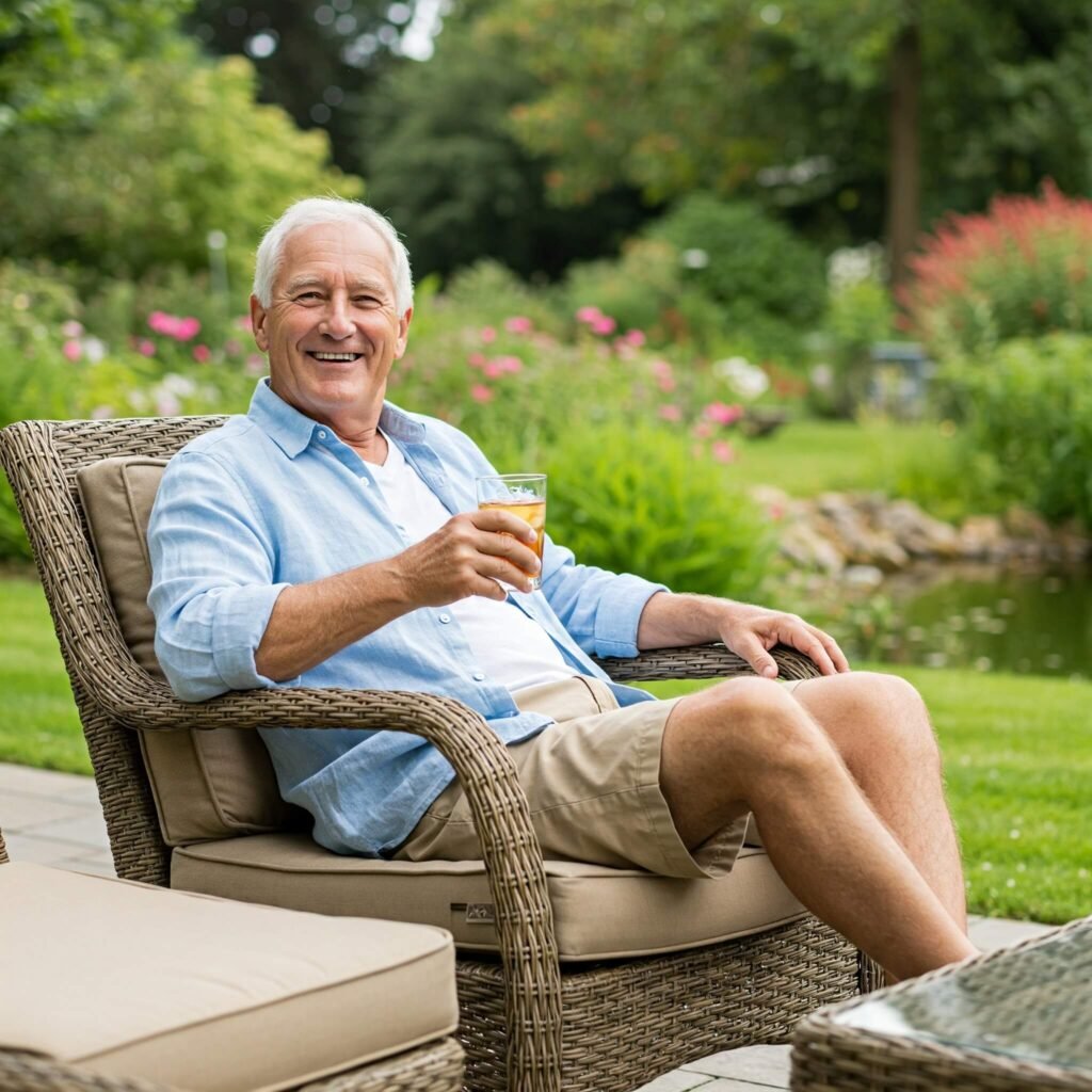 A person relaxing and enjoying their retirement.