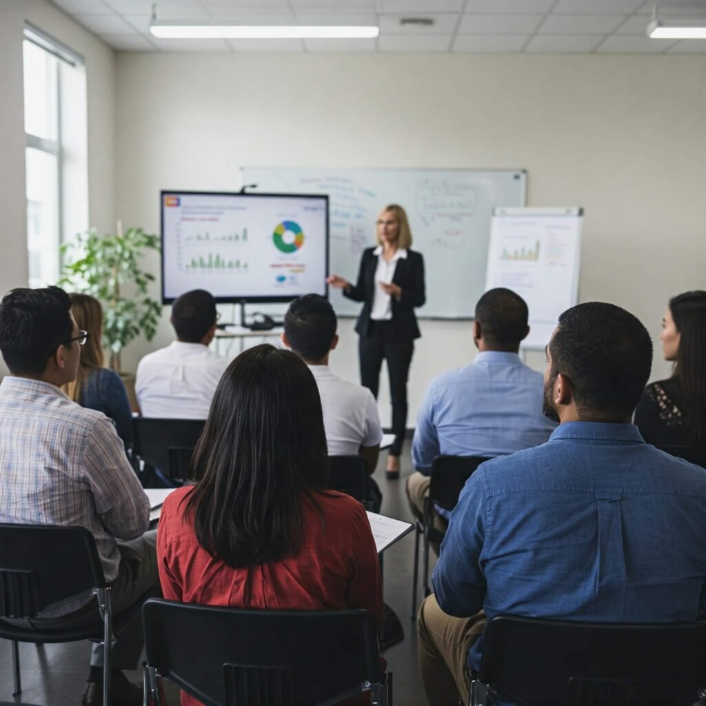 People attending a financial planning seminar.