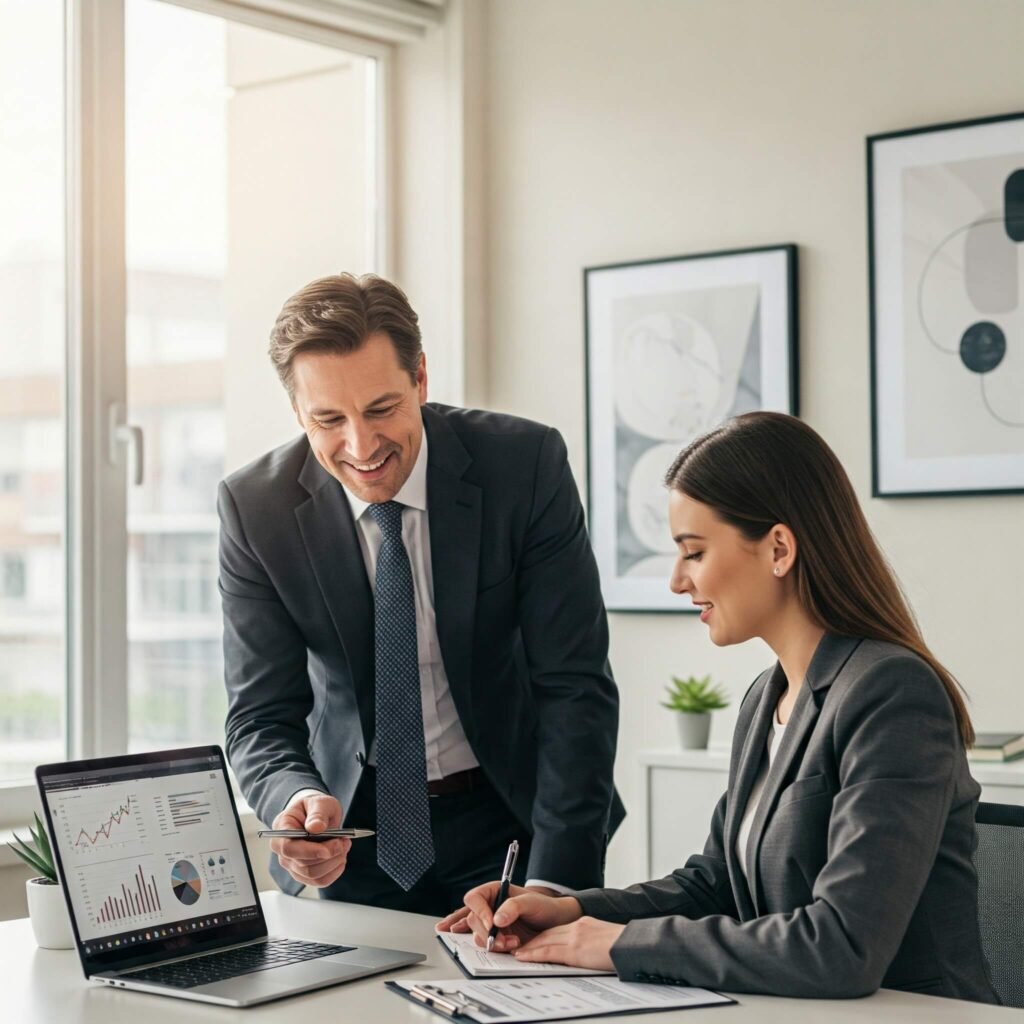 Financial consultant meeting with a client.