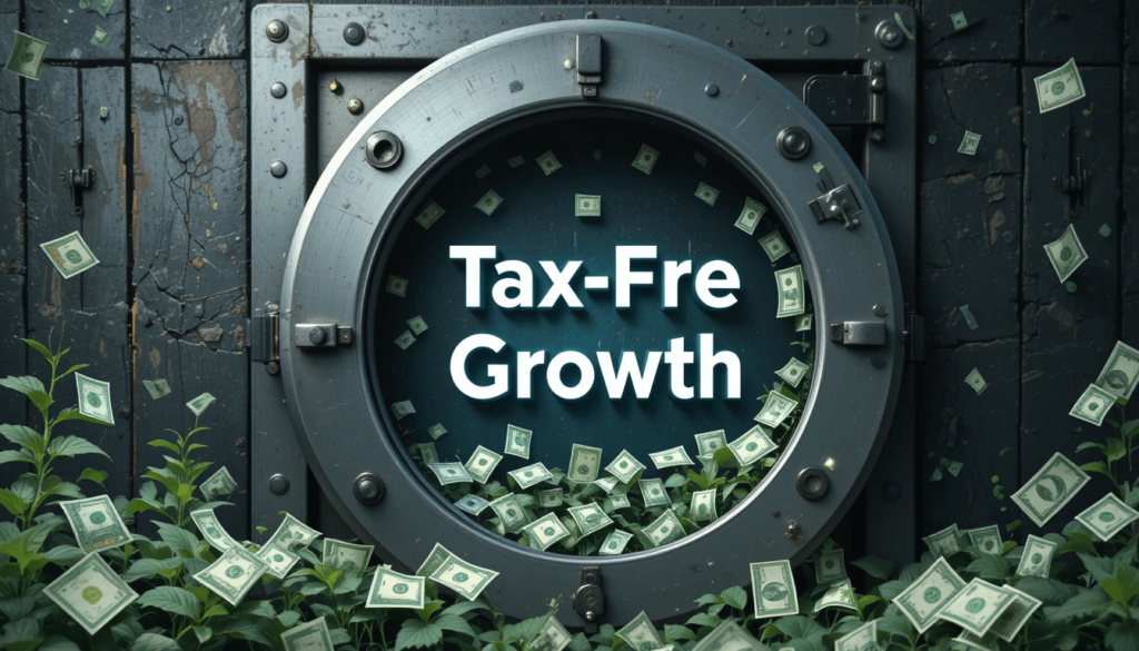 "Tax-Free Growth" on it, implying security and hidden benefits.