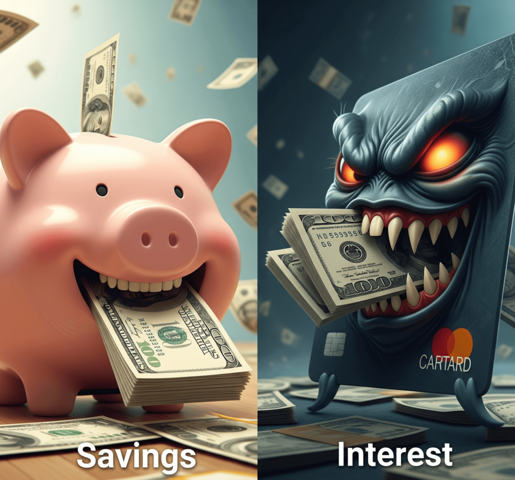 A cartoon ghost sneaks money from a wallet but is caught by a beam of light labeled "Awareness".