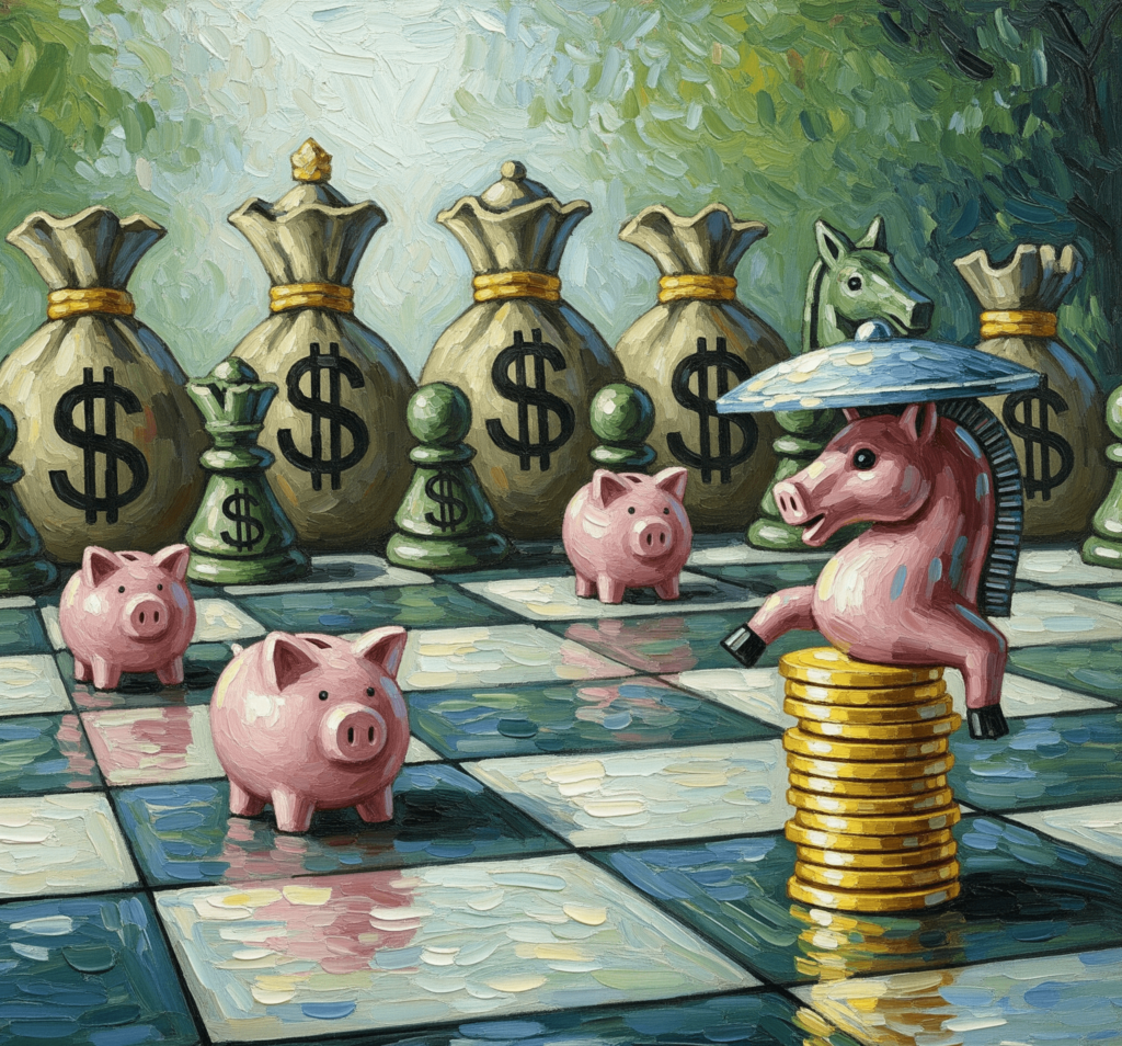 Stylized money chess game.