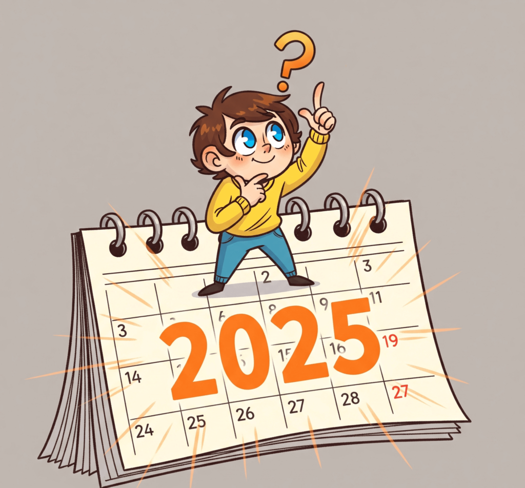 Cartoon of a person standing on a calendar with a question mark about the RMD age.