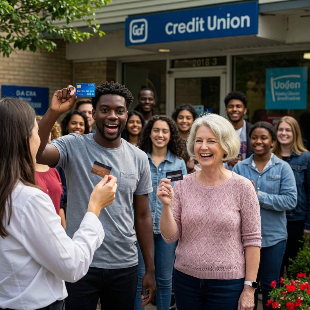 People happily choosing a credit union over a traditional bank