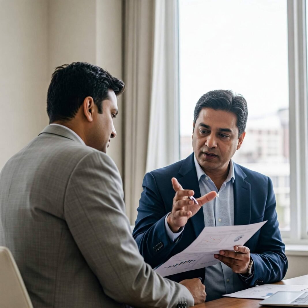 Financial advisor providing advice.