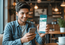 Top 5 Financial Institutions for Millennials: Smart Banking Choices a young adult confidently using a budgeting app